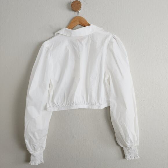 NWT Show Me Your Mumu White Count On Me Collar Crop Top Poplin L - Picture 10 of 12